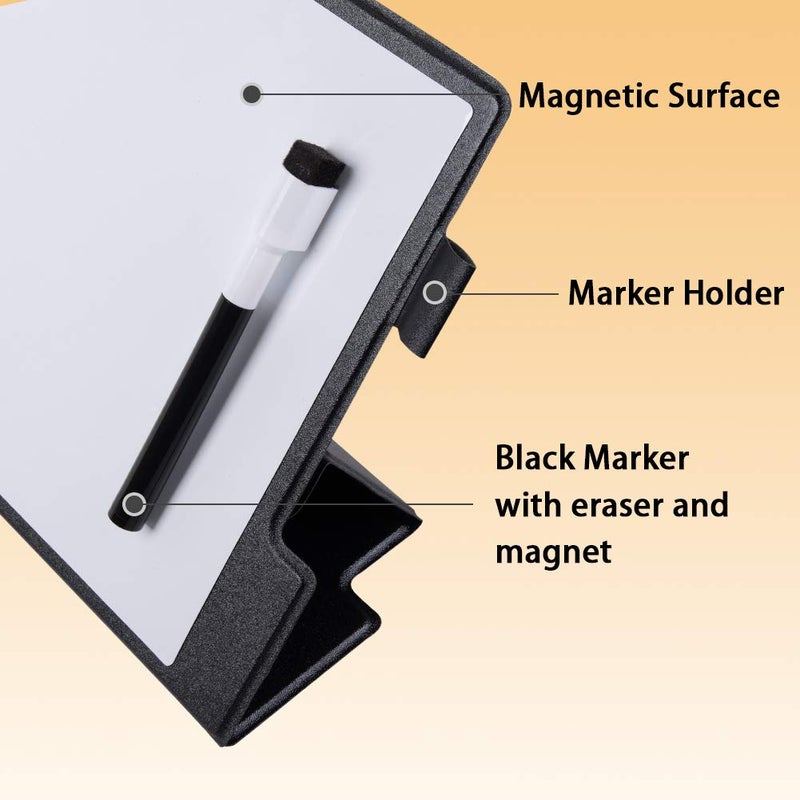 CRCHOM Small White Board 9" x 12" Portable Magnetic Desktop Dry Erase Board with Stand & PU Cover - A4 Notebook Whiteboard Easel for Office, Home, School (Black) - Image 2